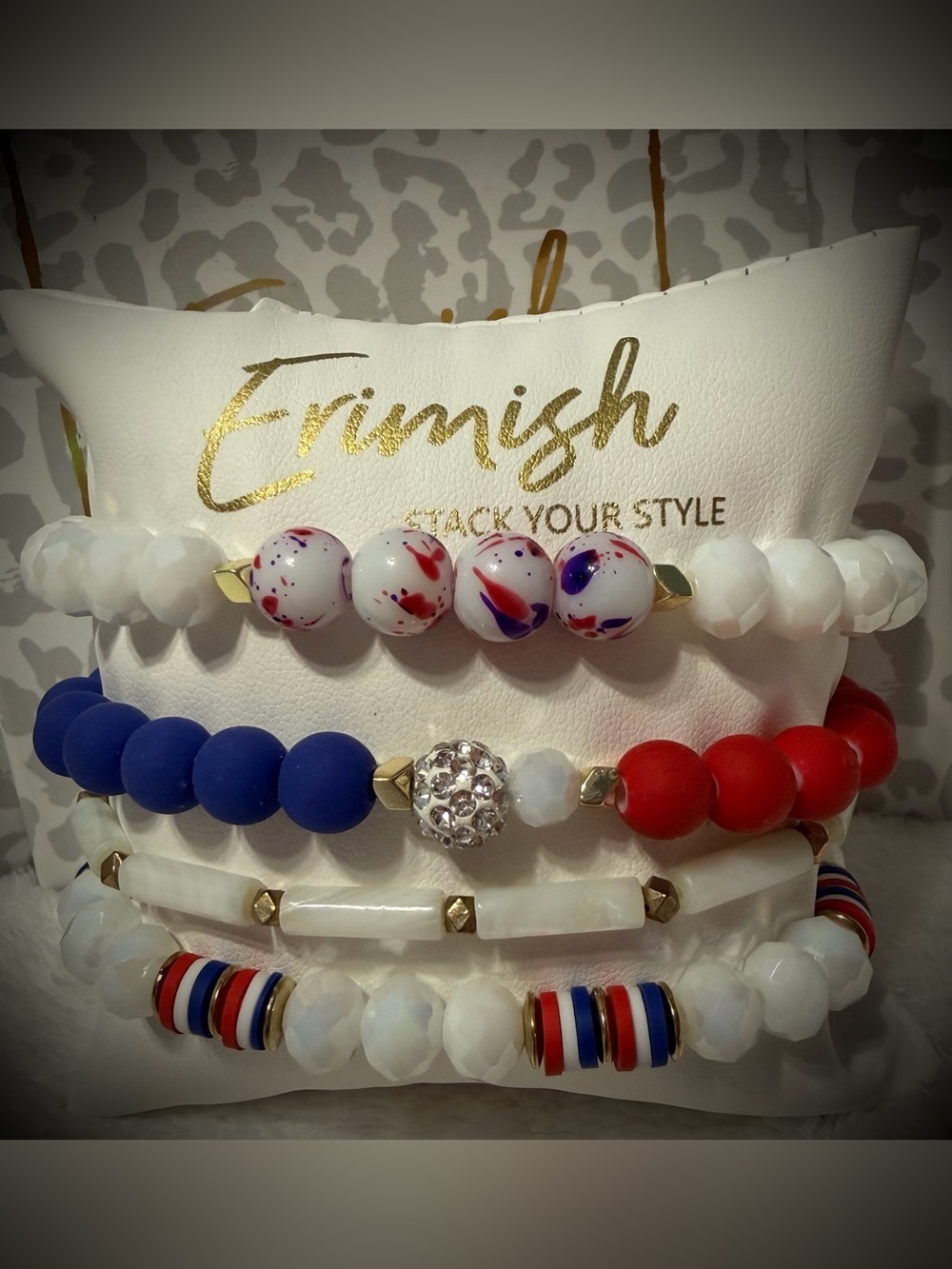 New ERIMISH Bracelets 4 pc Stack - Red, White & Blue